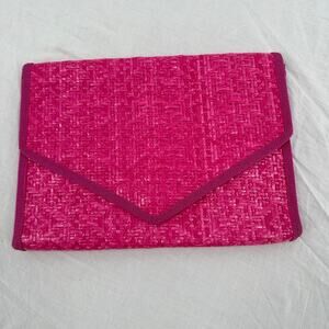 Vintage‎ Vanessa Womens Wicker Woven Clutch Handbag Pink 12x9 Convertible Italy